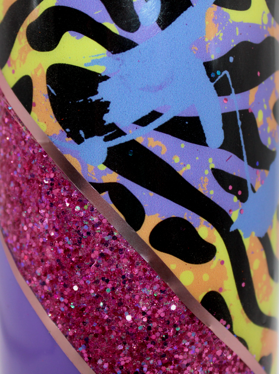 Cheetah + Pink Glitter + Purple Stainless Steel Tumbler
