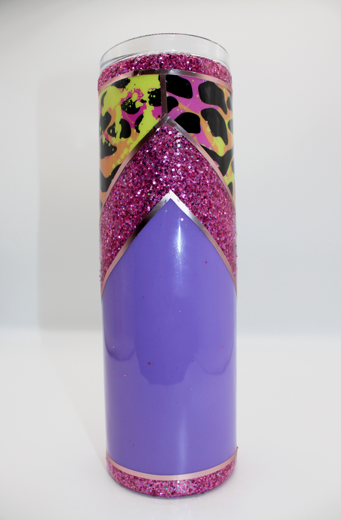 Cheetah + Pink Glitter + Purple Stainless Steel Tumbler
