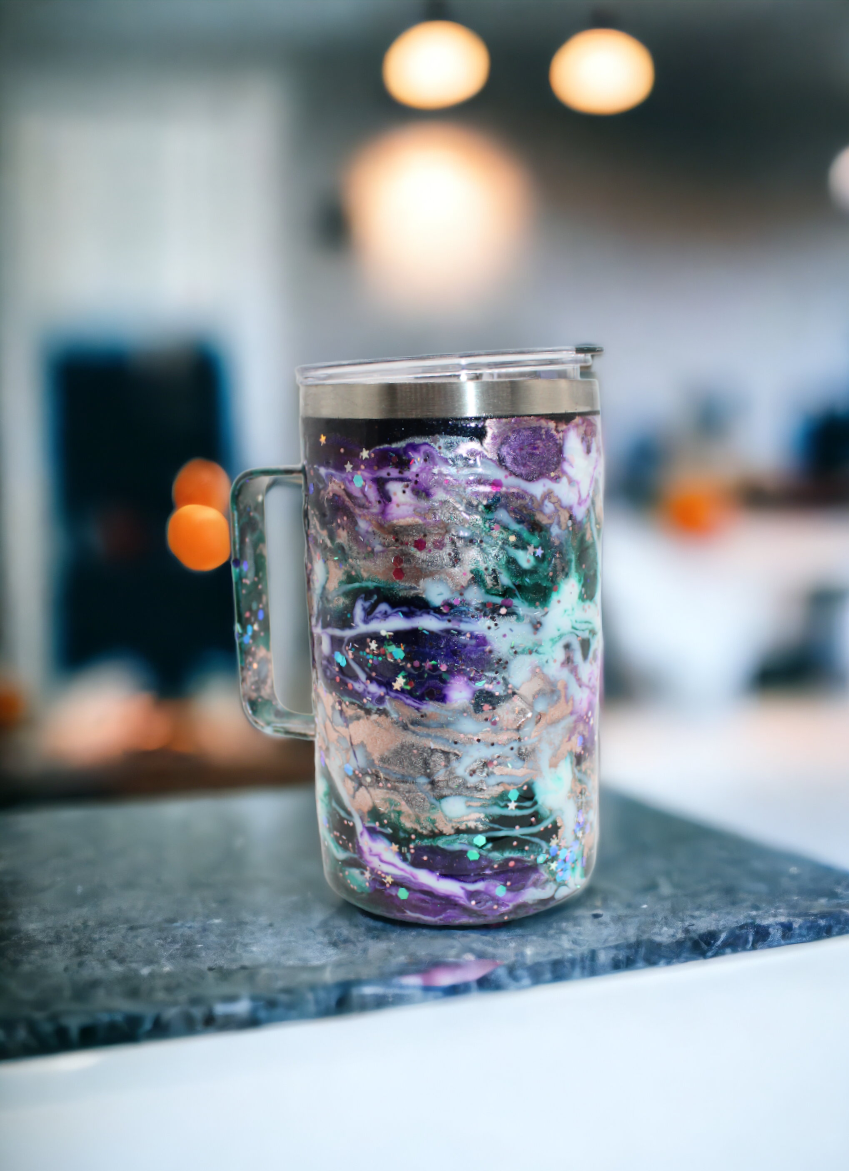 Marble Stainless Steel Tumbler with Handle