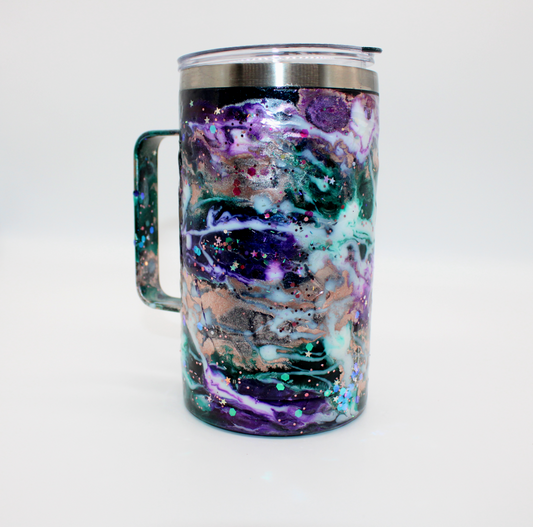 Marble Stainless Steel Tumbler with Handle